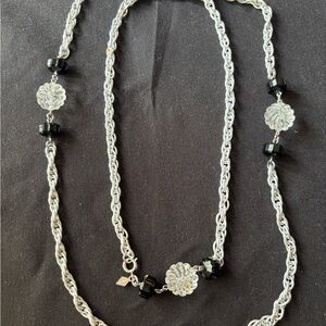 Sarah Coventry Silver and Black Necklace with Vintage Elegance
